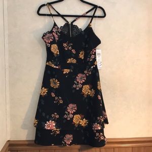 Almost Famous Double-Layer Lace-Back Skater Dress